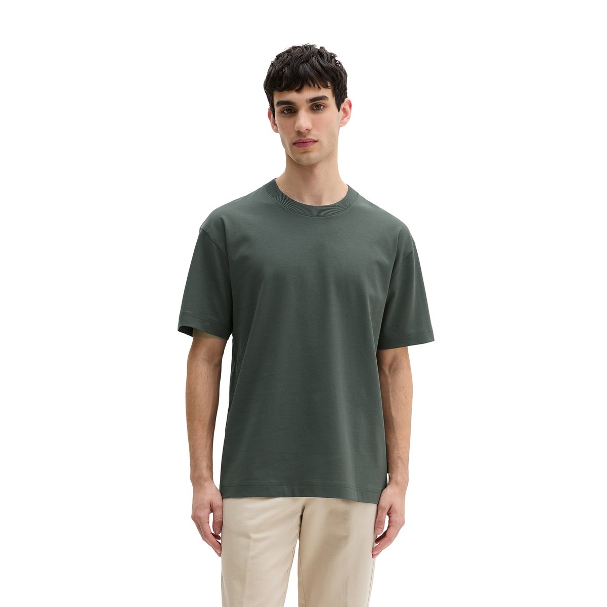 T-shirt relaxed en jersey de coton bio épais gris, MARC O'POLO