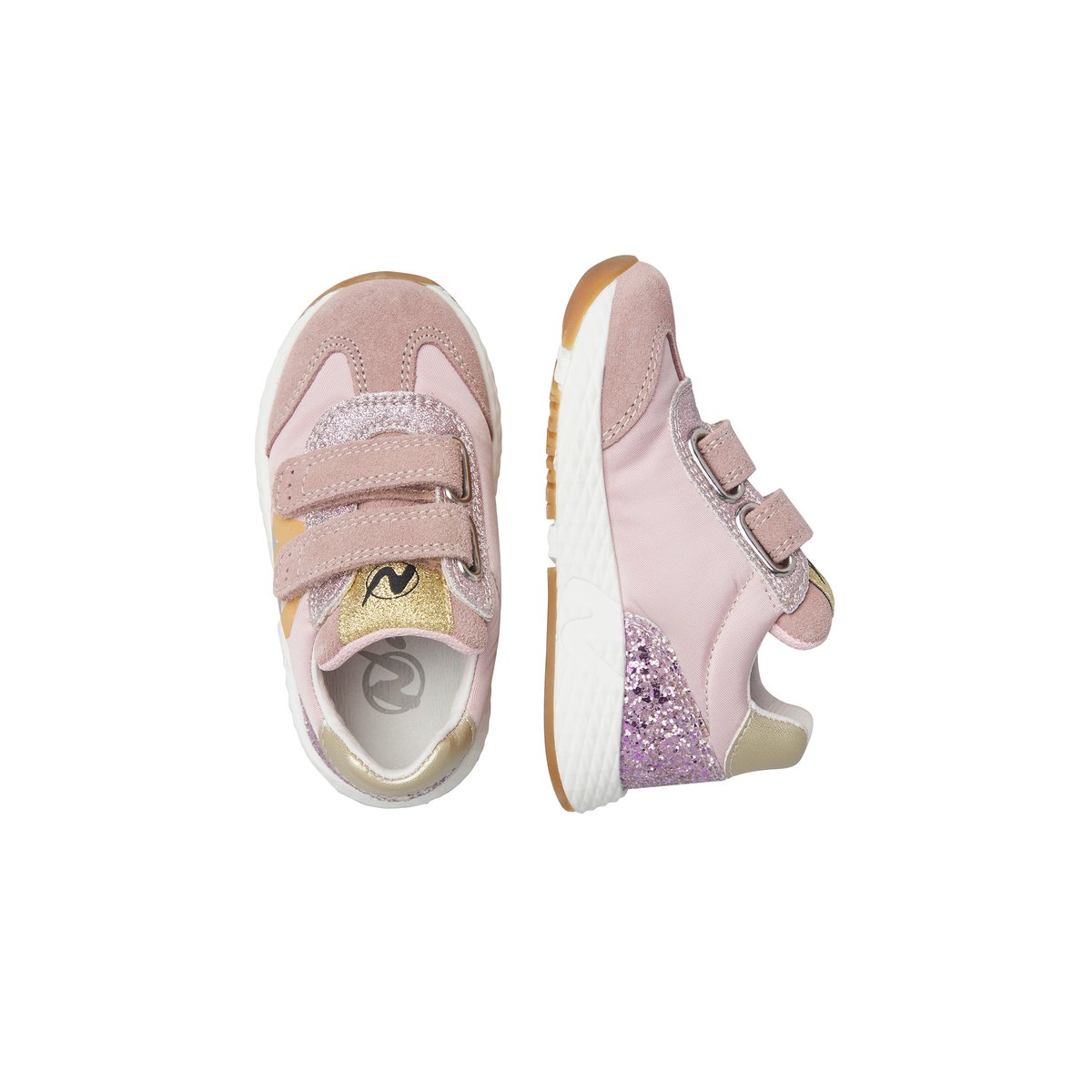 Sneakers en cuir et tissu avec des paillettes JESKO 2 VL. rose-rose poudré, NATURINO