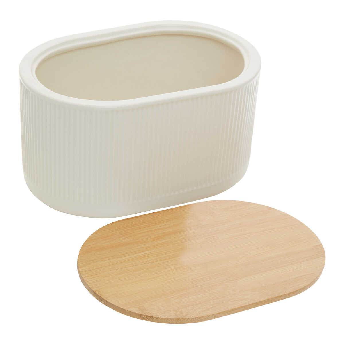 Geometric Bread Bin with Bamboo Lid cream, SO'HOME