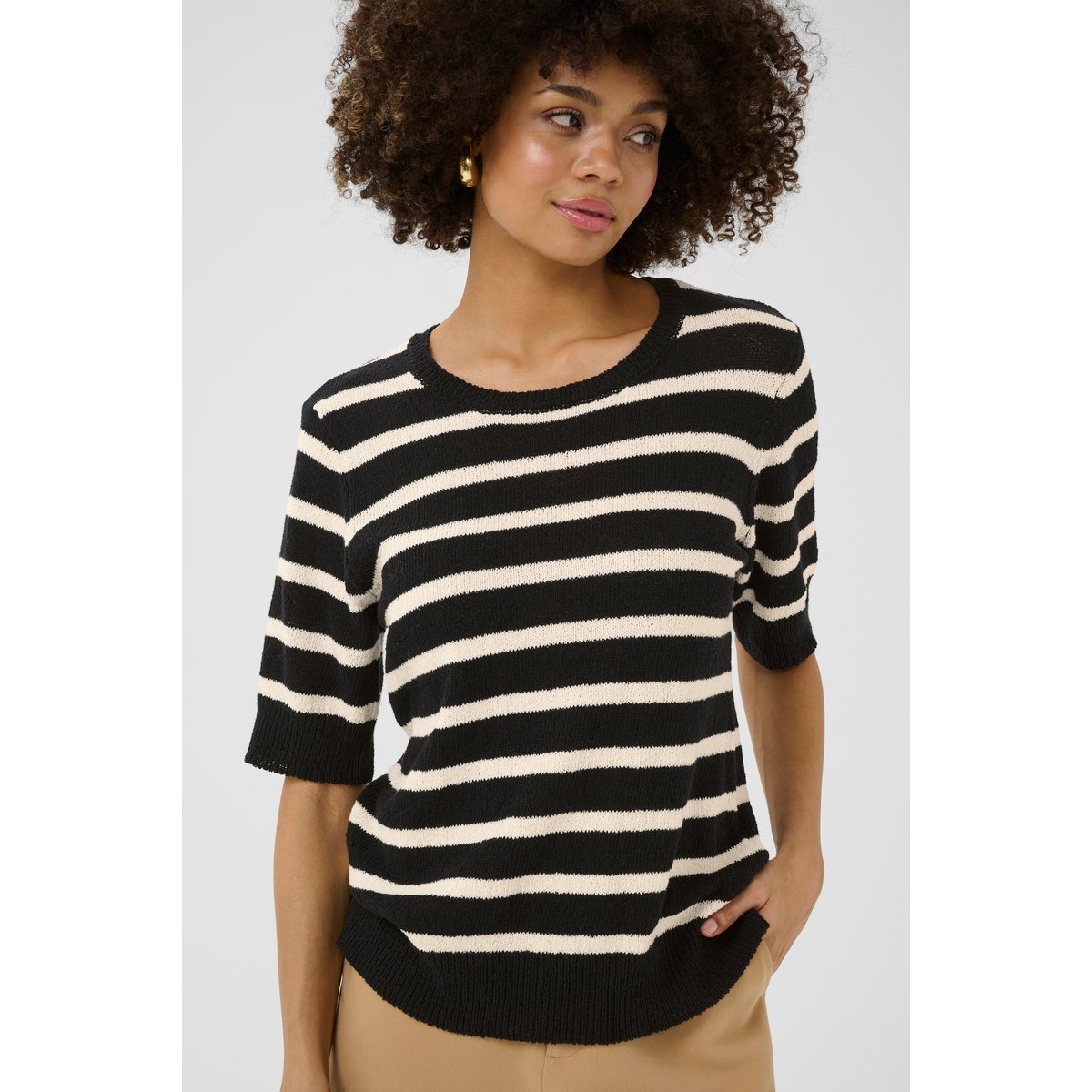 Pullover tricoté noir/blanc rayures black/whitecap stripe, CULTURE