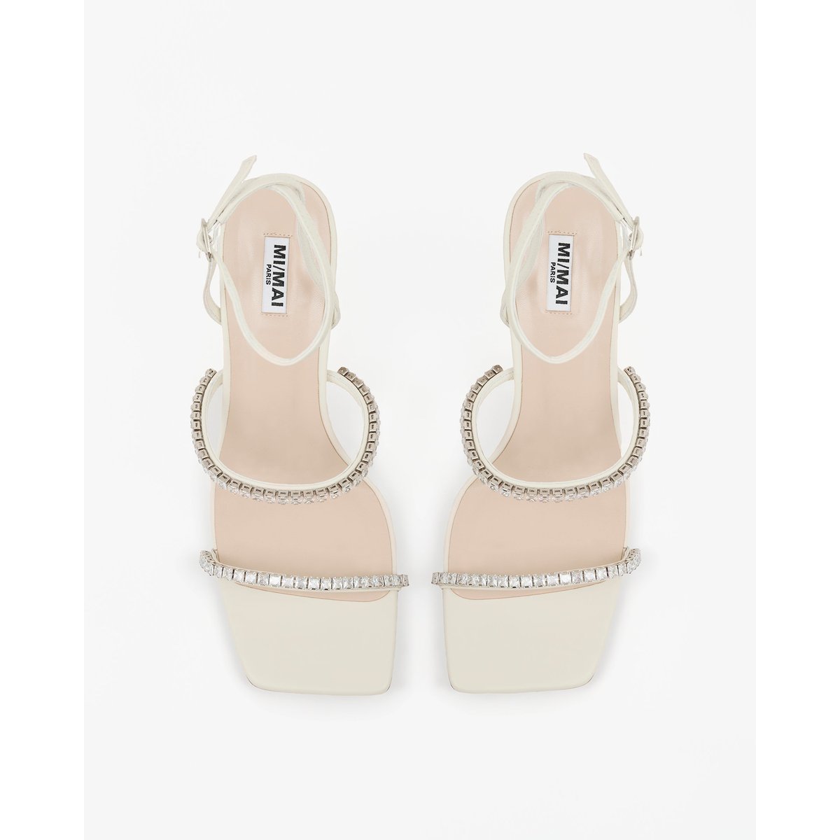 Sandales à bout carré et strass NIDAL blanc, MI MAI