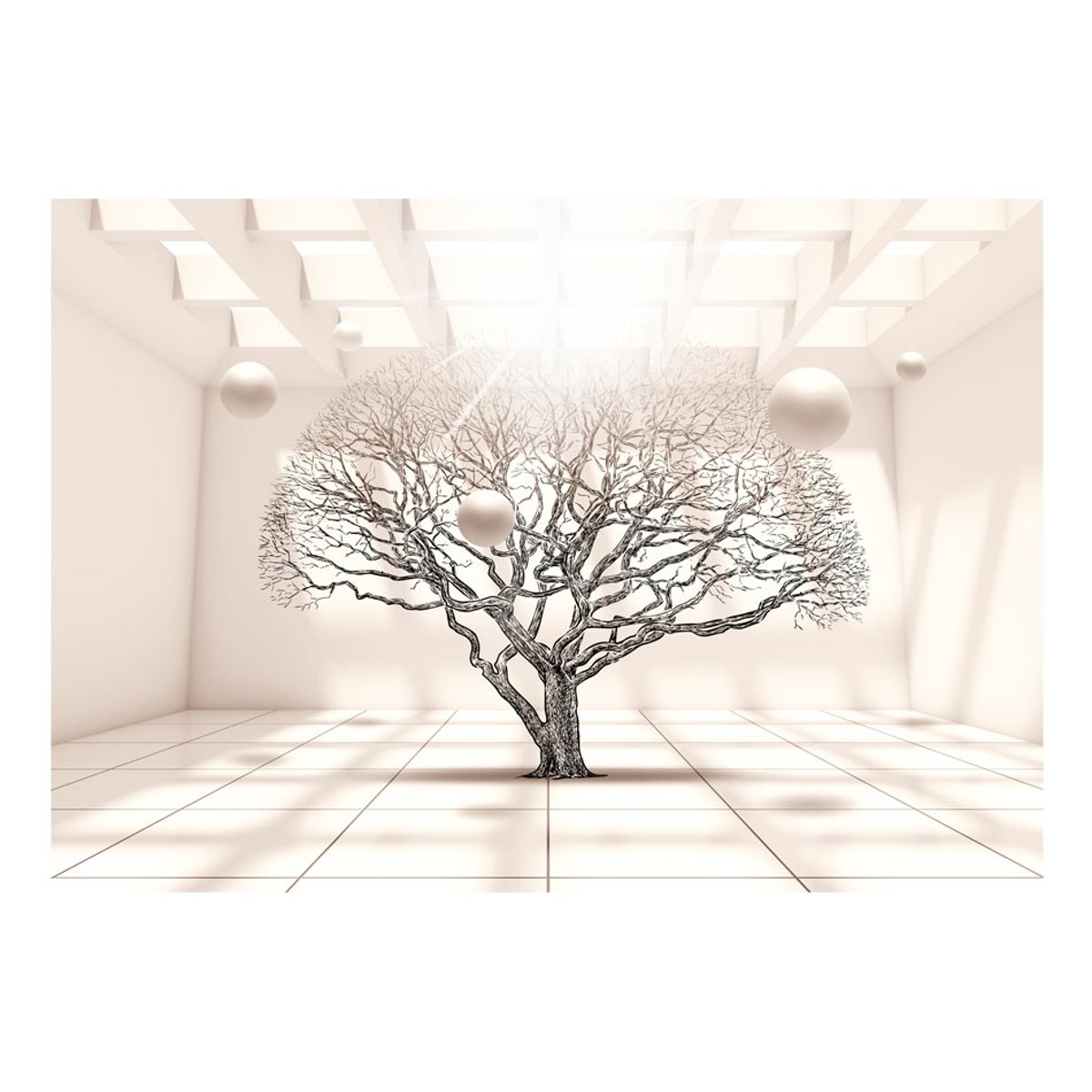 Papier peint intissé panoramique Abstractions Illusion of Life beige, EDEN