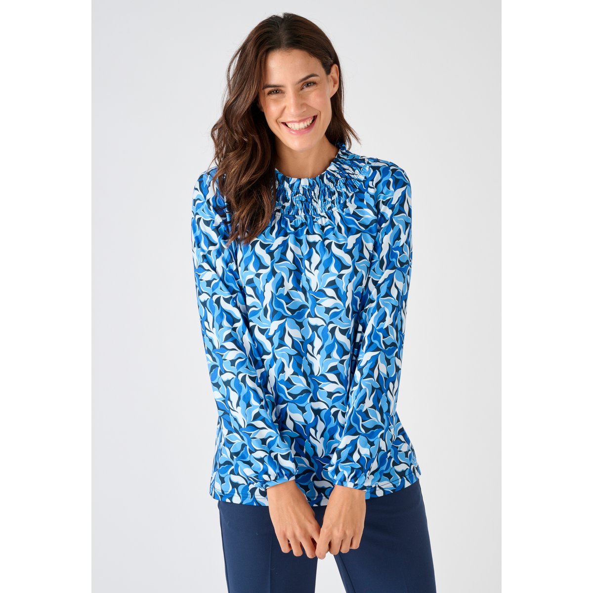 T-shirt maille chaude bleu feuillage, DAMART