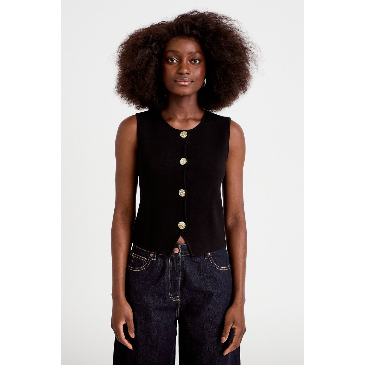 Gilet sans manches cropped noir, CACHE CACHE