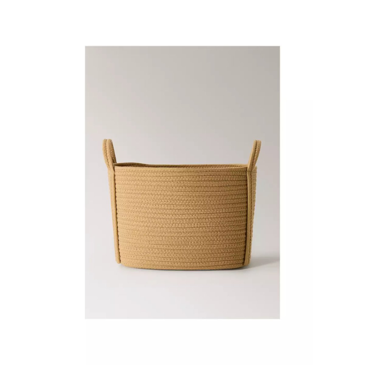 Panier enfant moyen en coton avec anses marron moyen, MANGO HOME