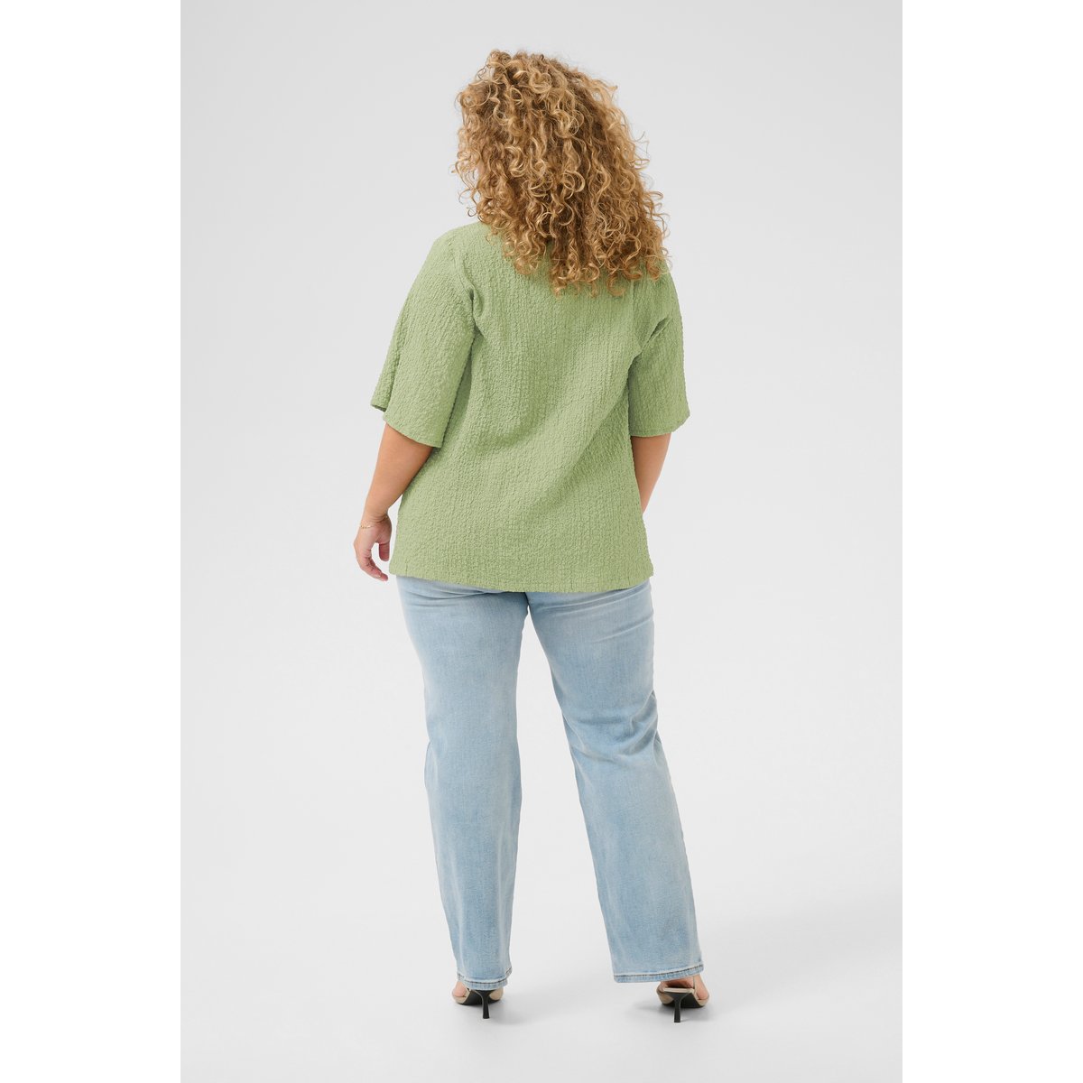 Blouse with short sleeve vert oil green, KAFFE CURVE