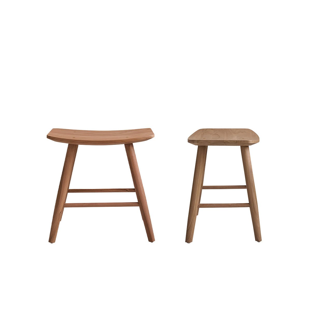 Lot de 2 tabourets en teck massif  AMBRE naturel, BERAH GETAH