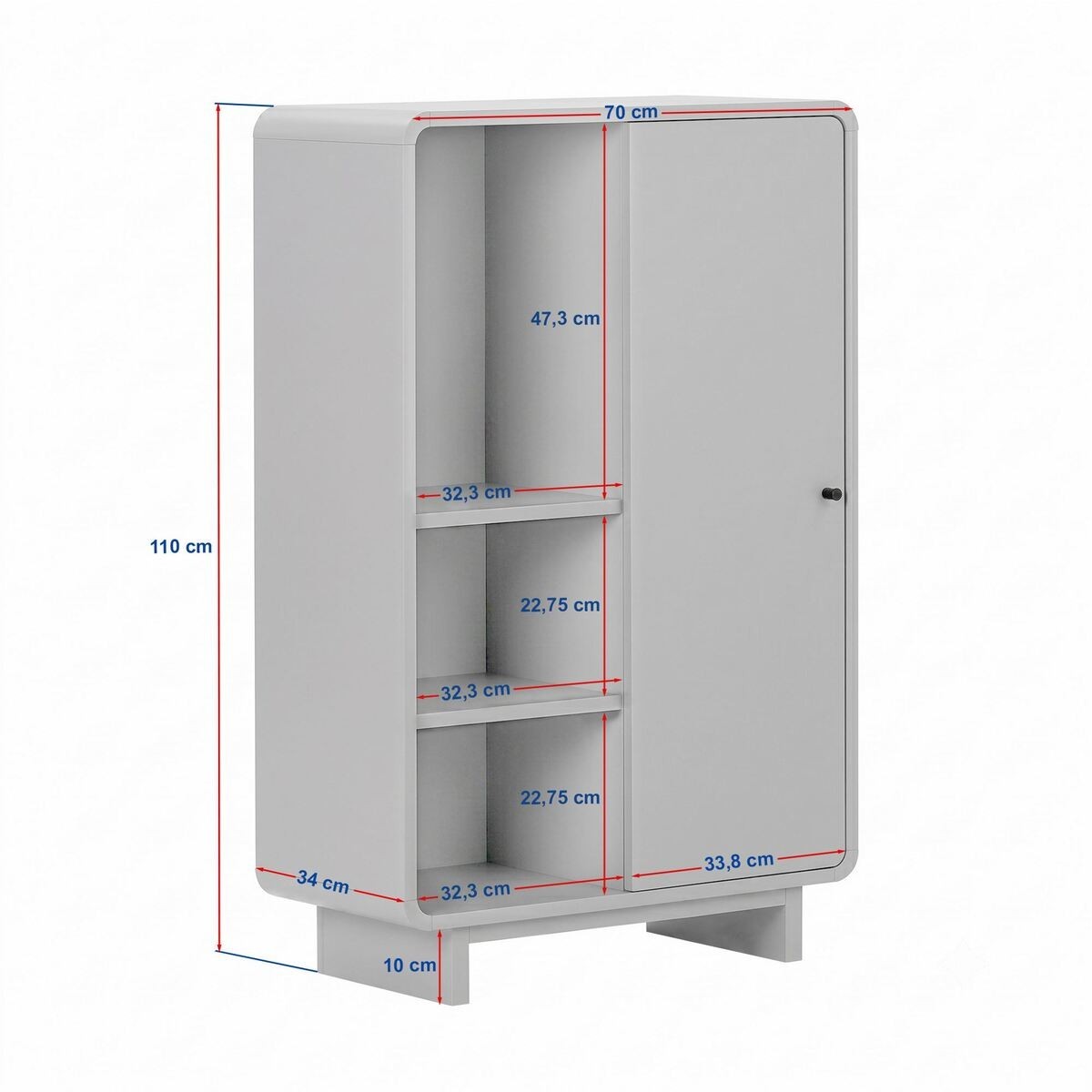 Buffet haut 1 portes, 3 niches CELENA noyer, CALICOSY