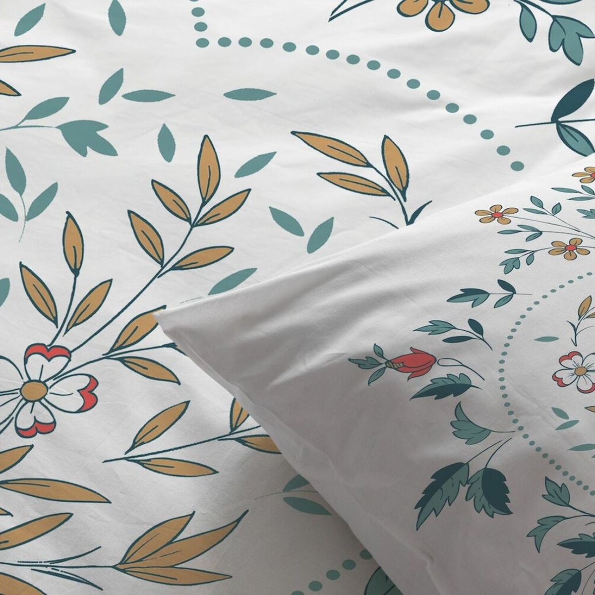 Parure housse de couette en coton imprimée, Capucine multicolore, C DESIGN HOME TEXTILE