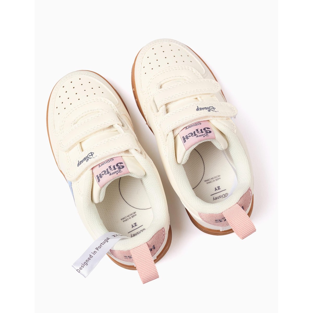 Baskets avec imprimé Stitch et brides à scratch beige clair, ZIPPY