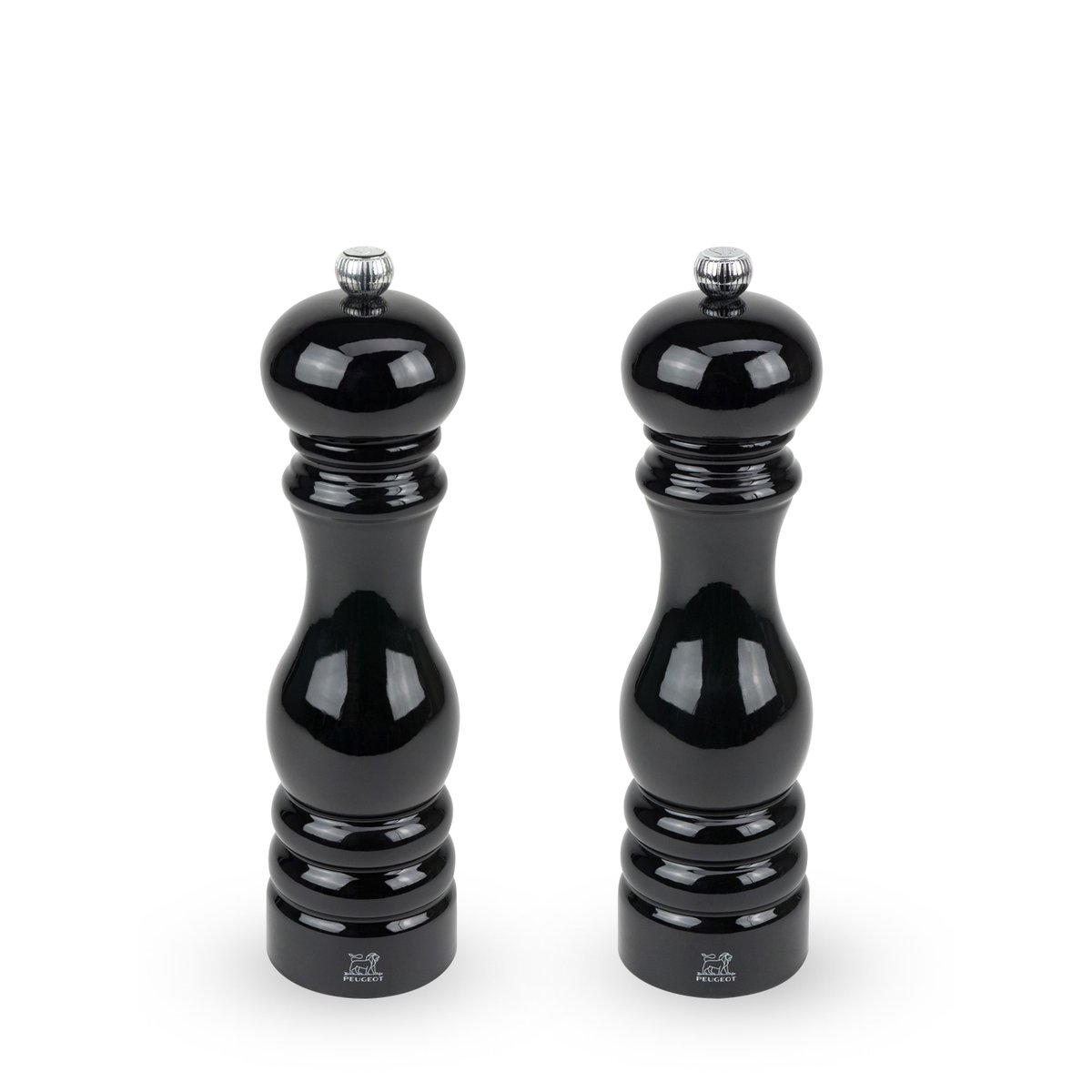 Duo de moulins à poivre et à sel manuels en laqué noir, PEUGEOT