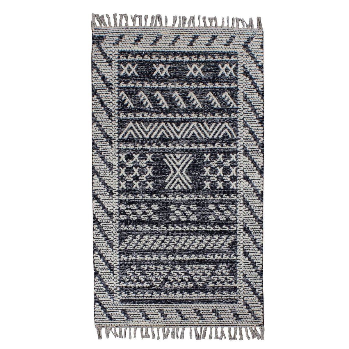Tapis en laine et coton gris-noir, NOW'S HOME