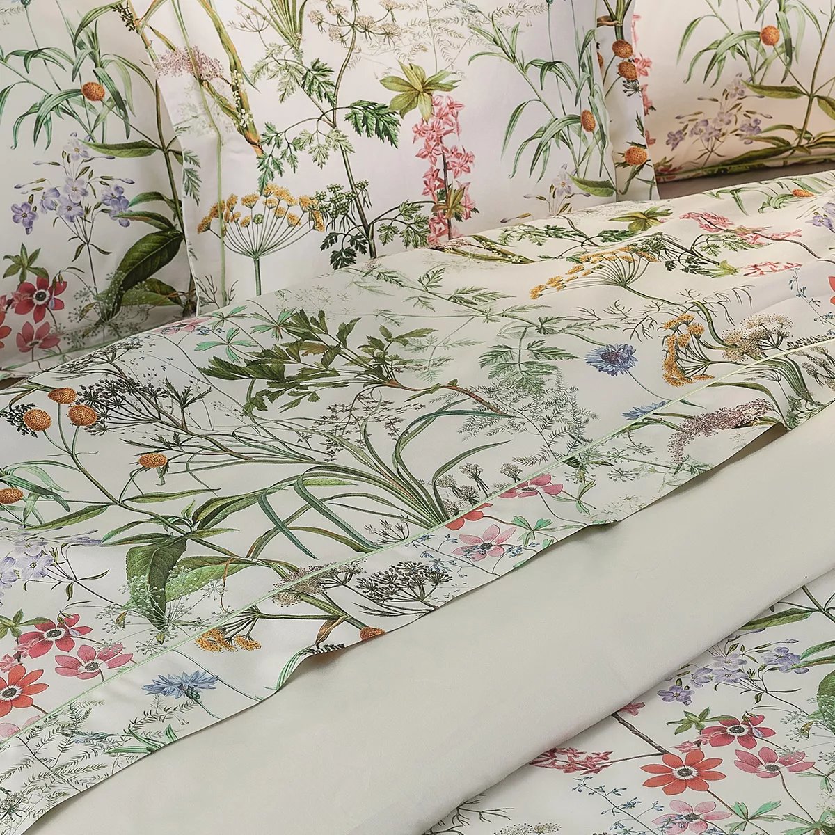 Drap plat satin de coton PRAIRIE LEGERE beige, GARNIER THIEBAUT