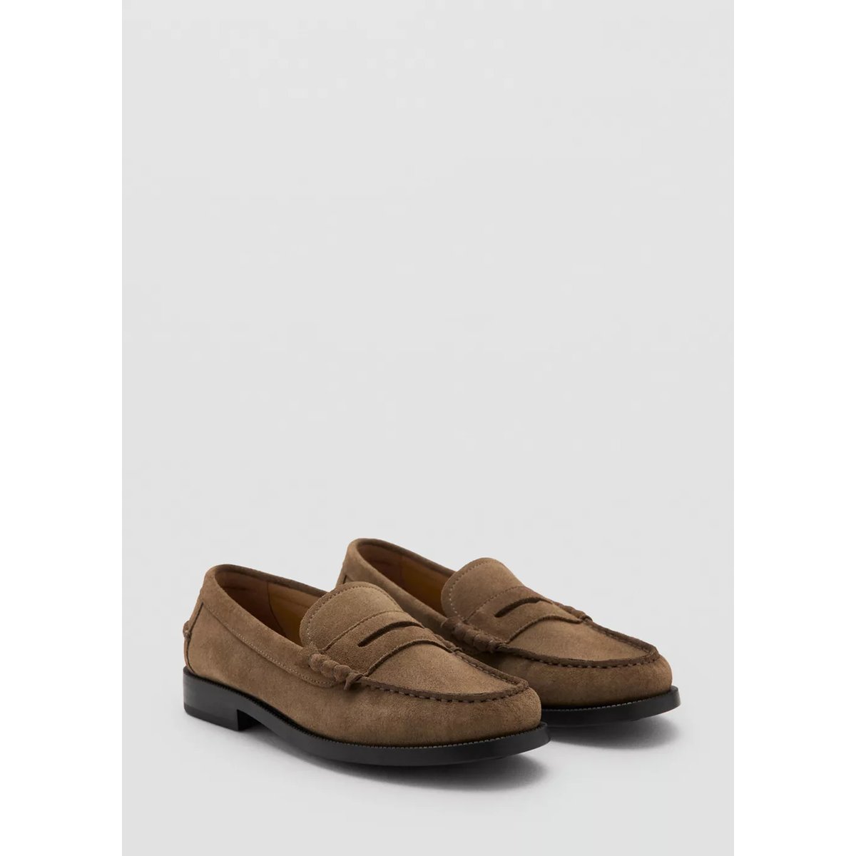 Mocassins découpe cuir suède marron clair/pastel, MANGO MAN