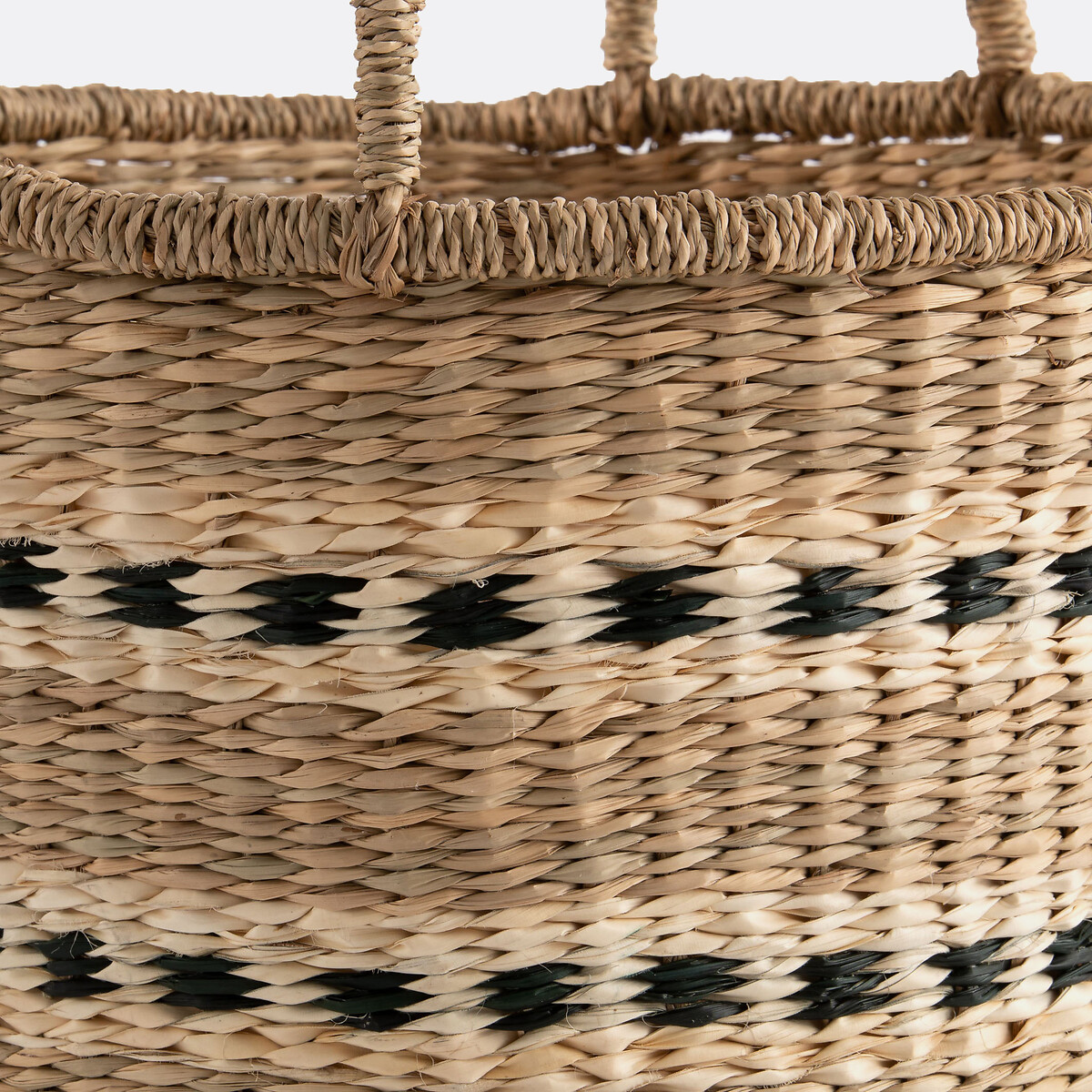 Panier rond en jonc de mer, Azzu naturel/noir, LA REDOUTE INTERIEURS