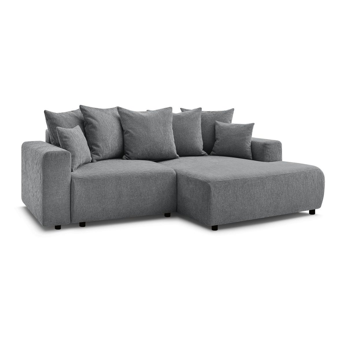 Canapé d'angle convertible 4 places en tissu texturé, ATILLA gris foncé, BOBOCHIC