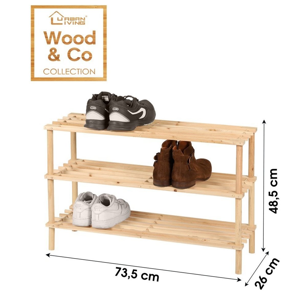 Etagère range chaussures 3 niveaux beige, DECORATIE
