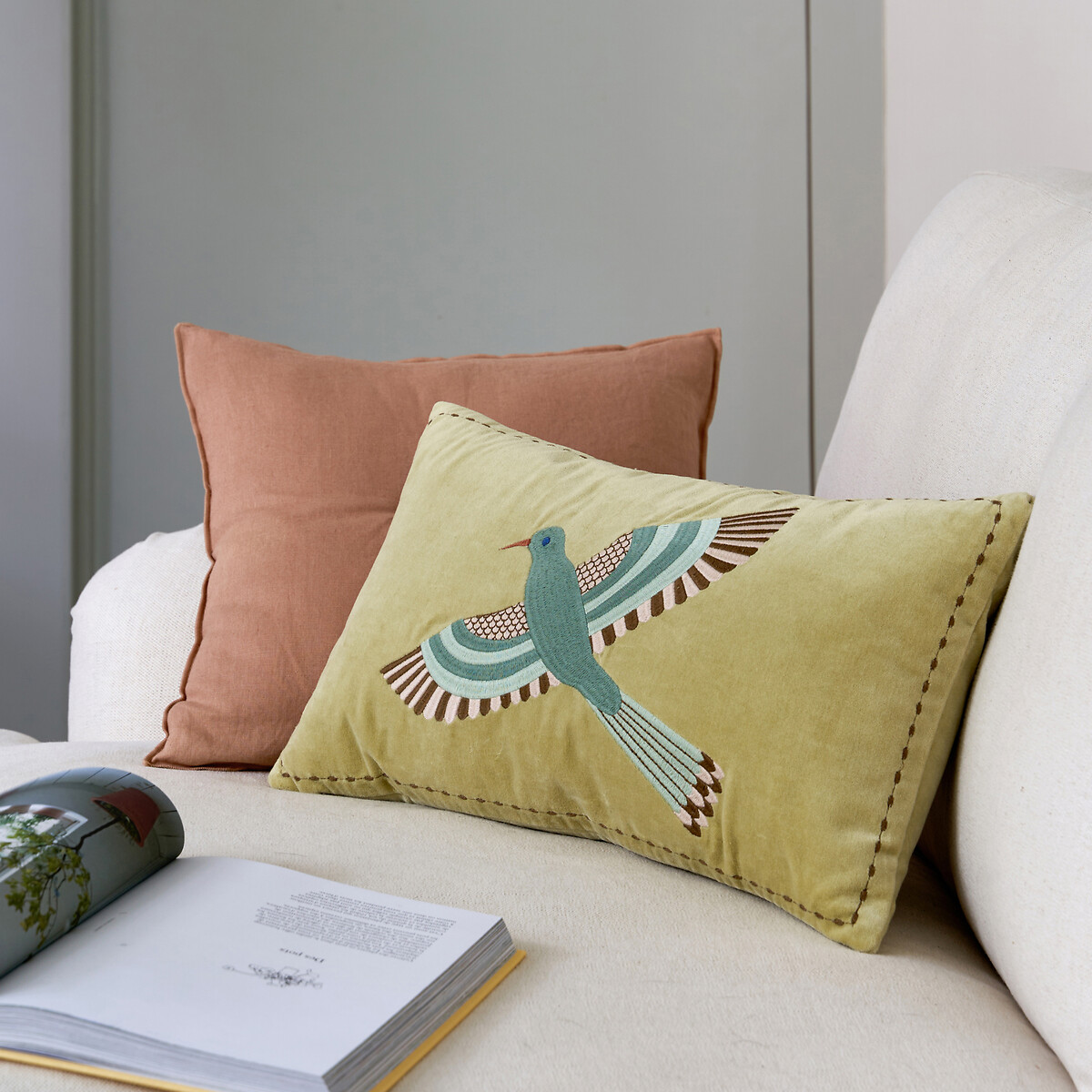 Housse de coussin rectangulaire en velours, Afti vert, LA REDOUTE INTERIEURS