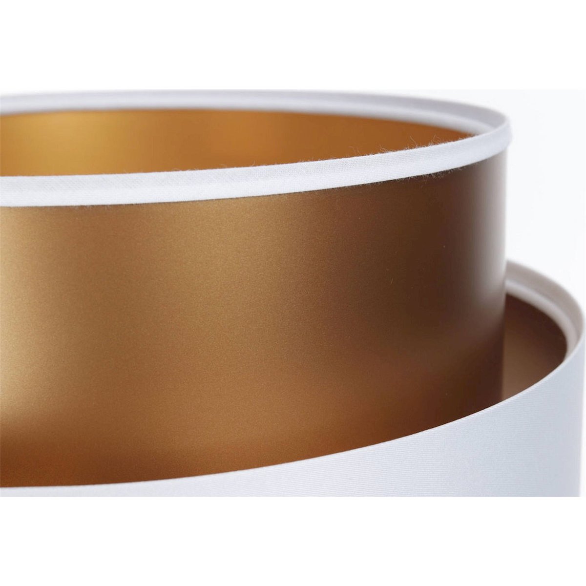 Lampe à poser ronde en satin, DUO ELLEGANT blanc satin et intérieur cuivre, BPS KONCEPT