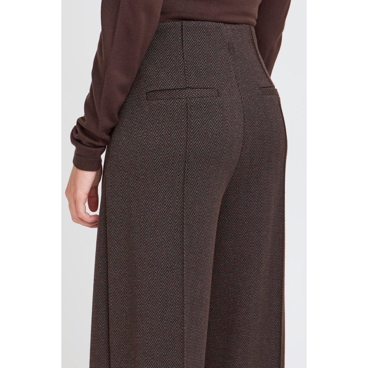Pantalon décontracté black brown herringbone, ICHI