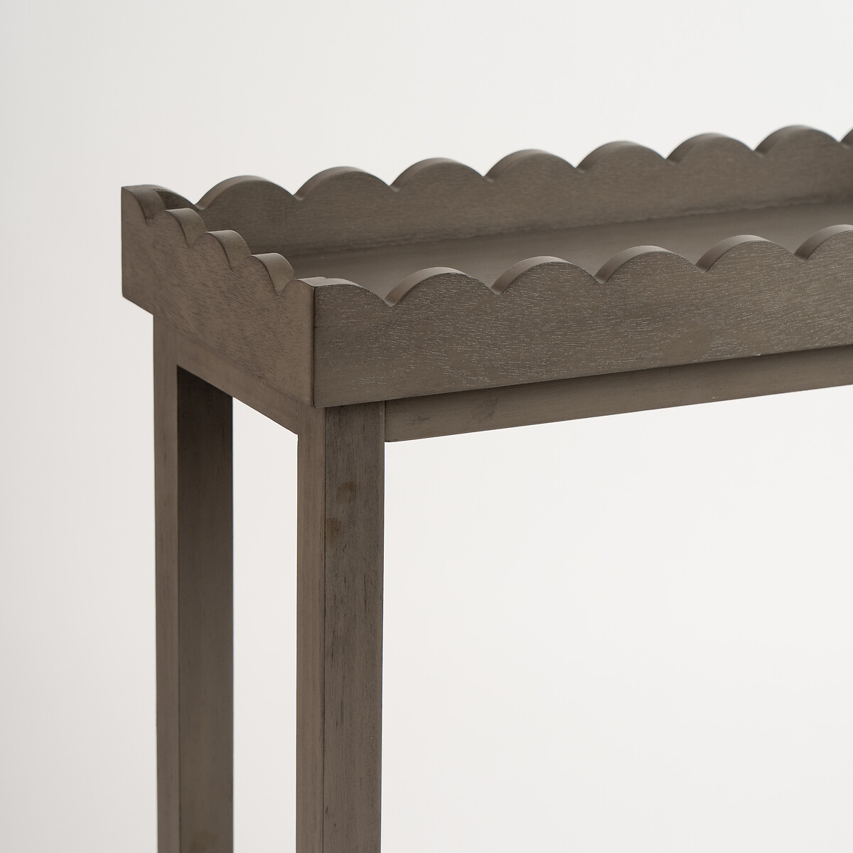 Elms Scalloped Top Compact Side Table brown/khaki, SO'HOME