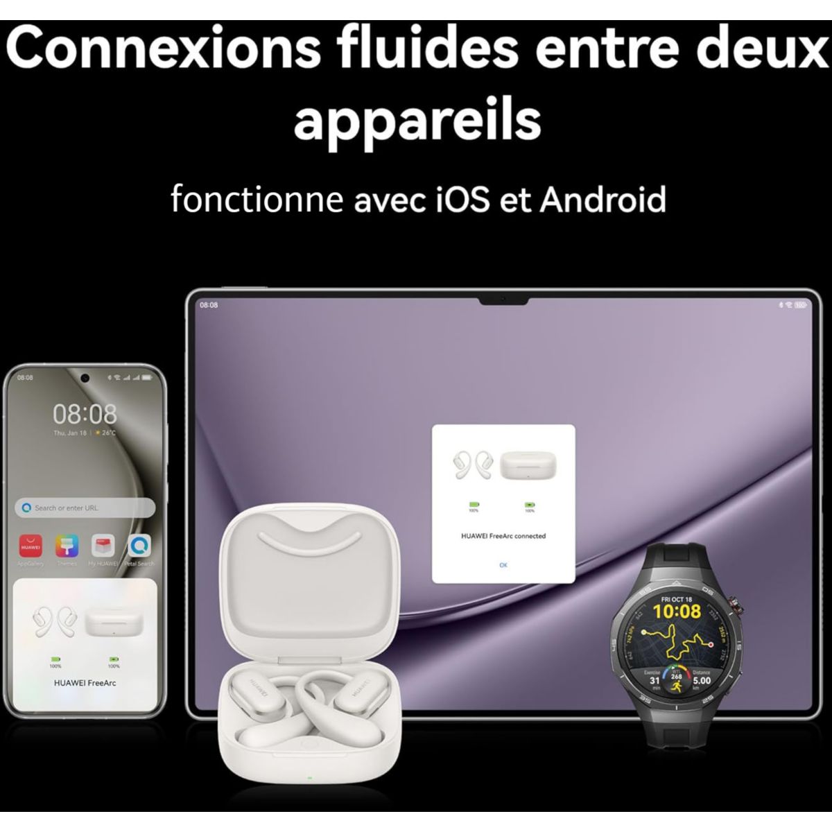 Ecouteurs FreeArc Gris gris, HUAWEI