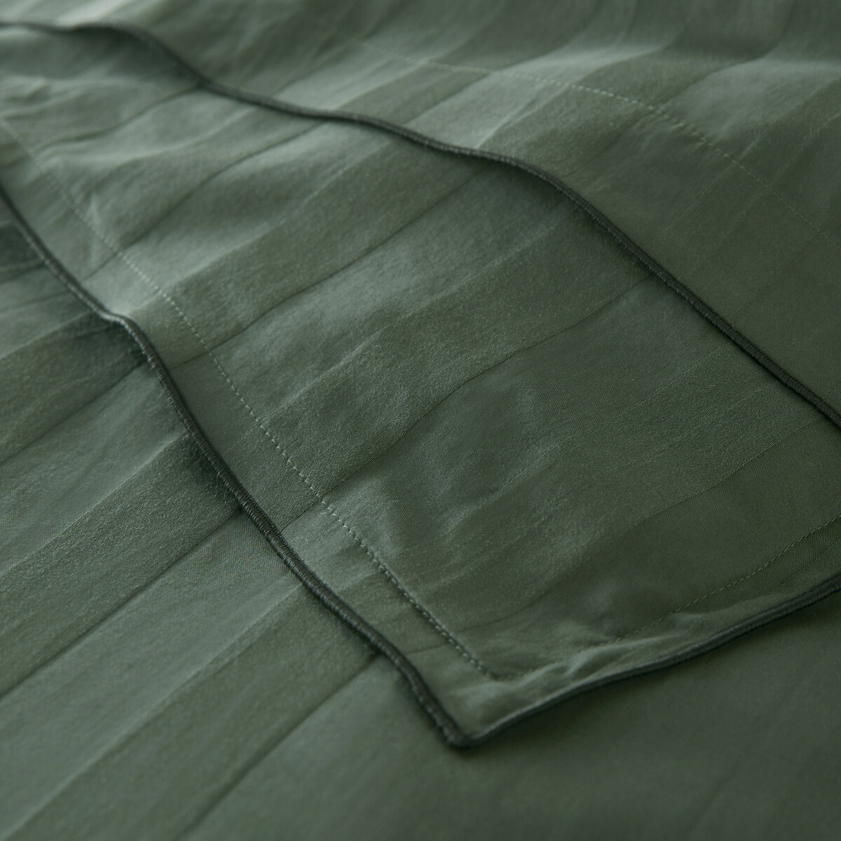 Taie d'oreiller en satin de coton lavé, 118 fils, Victor rayé cèdre, LA REDOUTE INTERIEURS