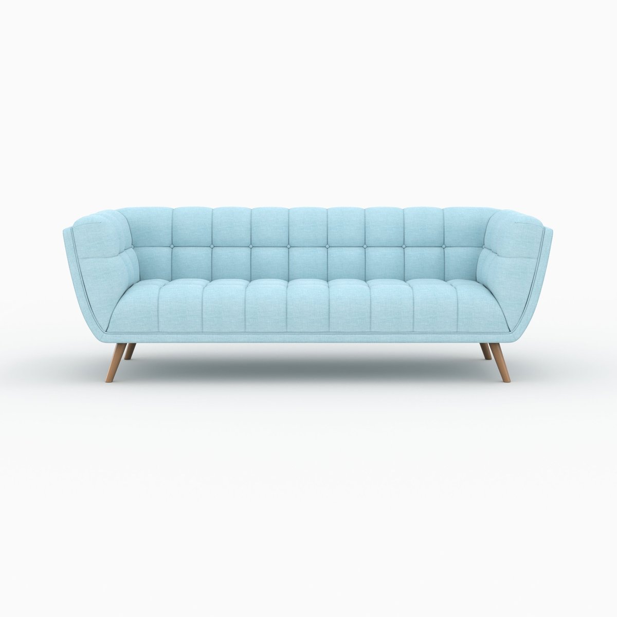 Ensemble canapé et fauteuil en tissu 4 places - CARMEN bleu clair, MAISON PAVANE