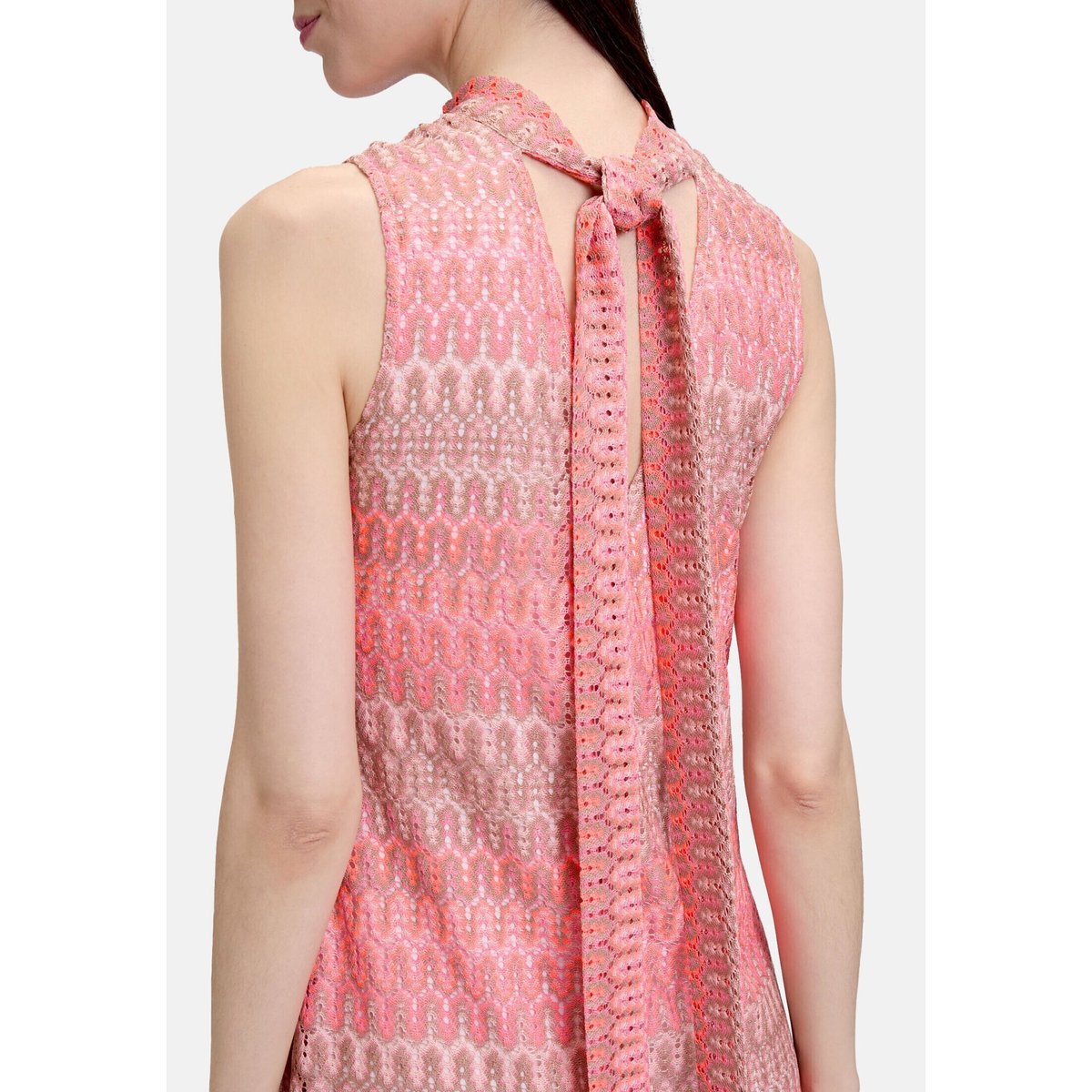 Robe longueur midi à col droit rose/taupe, CARTOON