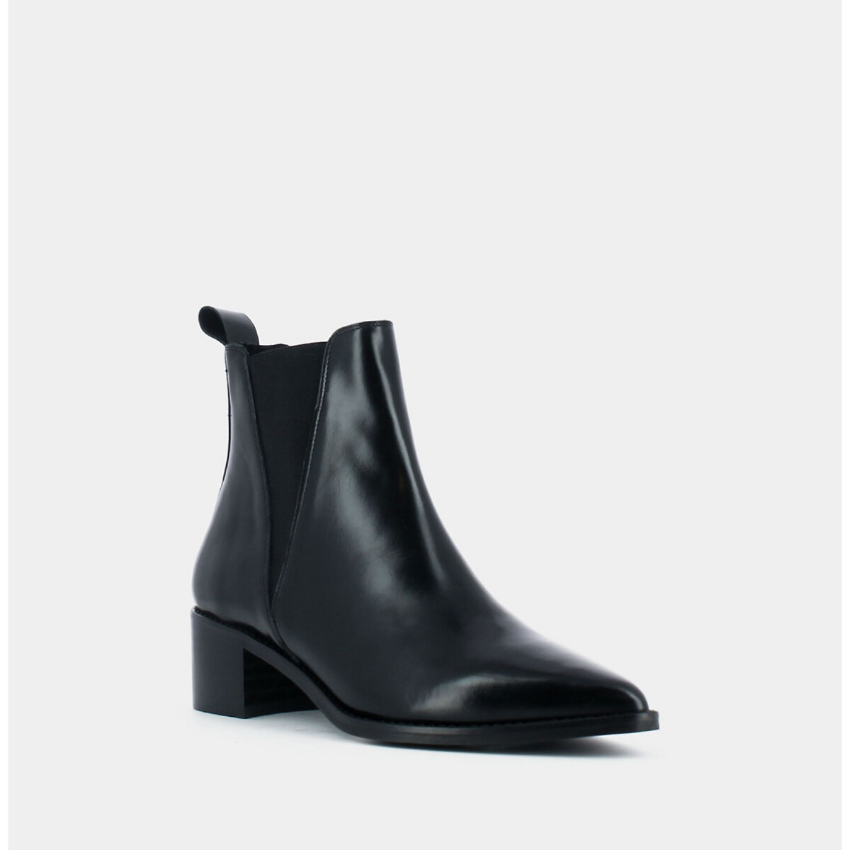 Boots chelsea pointues cuir Anoki noir, JONAK