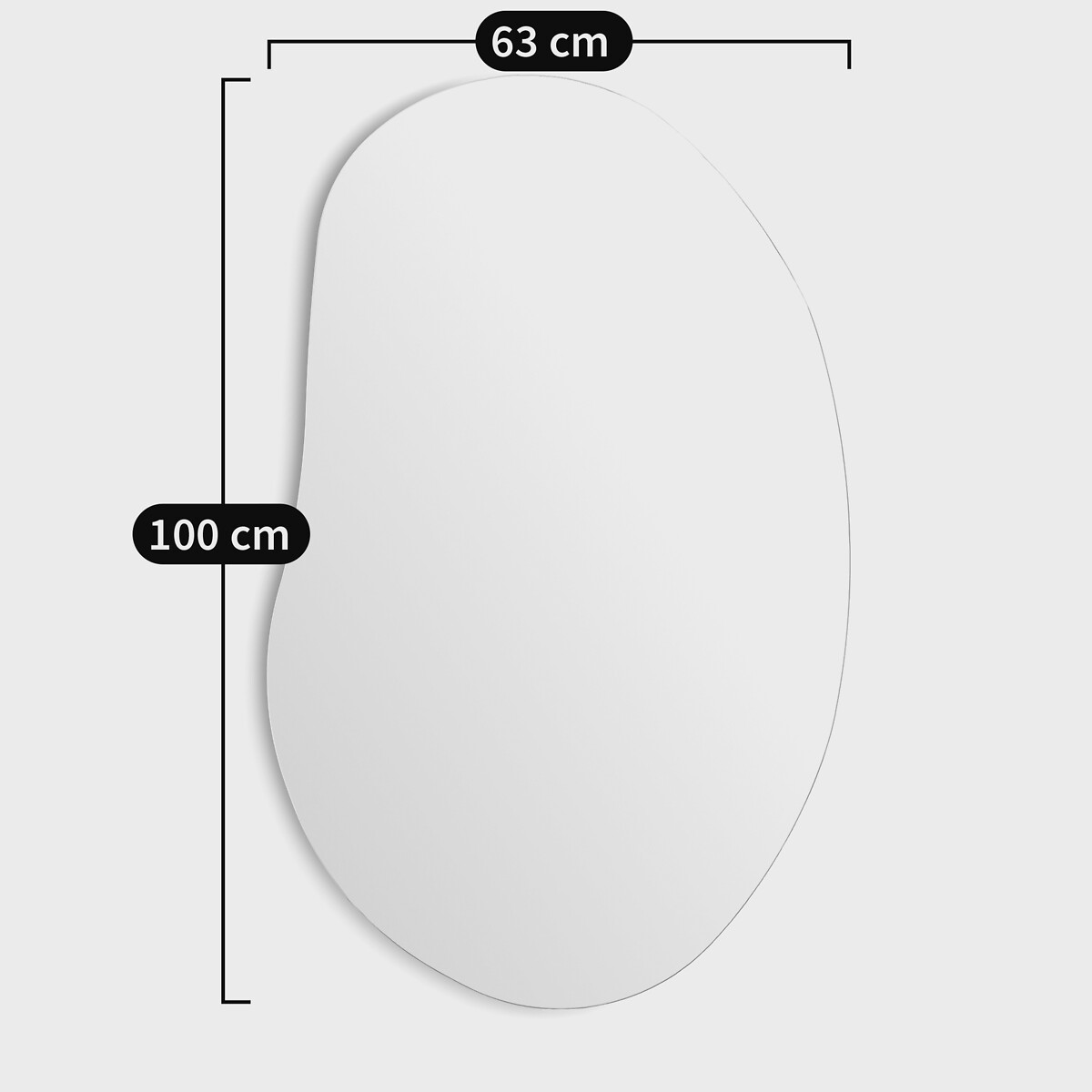Miroir forme organique H100 cm, Biface transparent, LA REDOUTE INTERIEURS