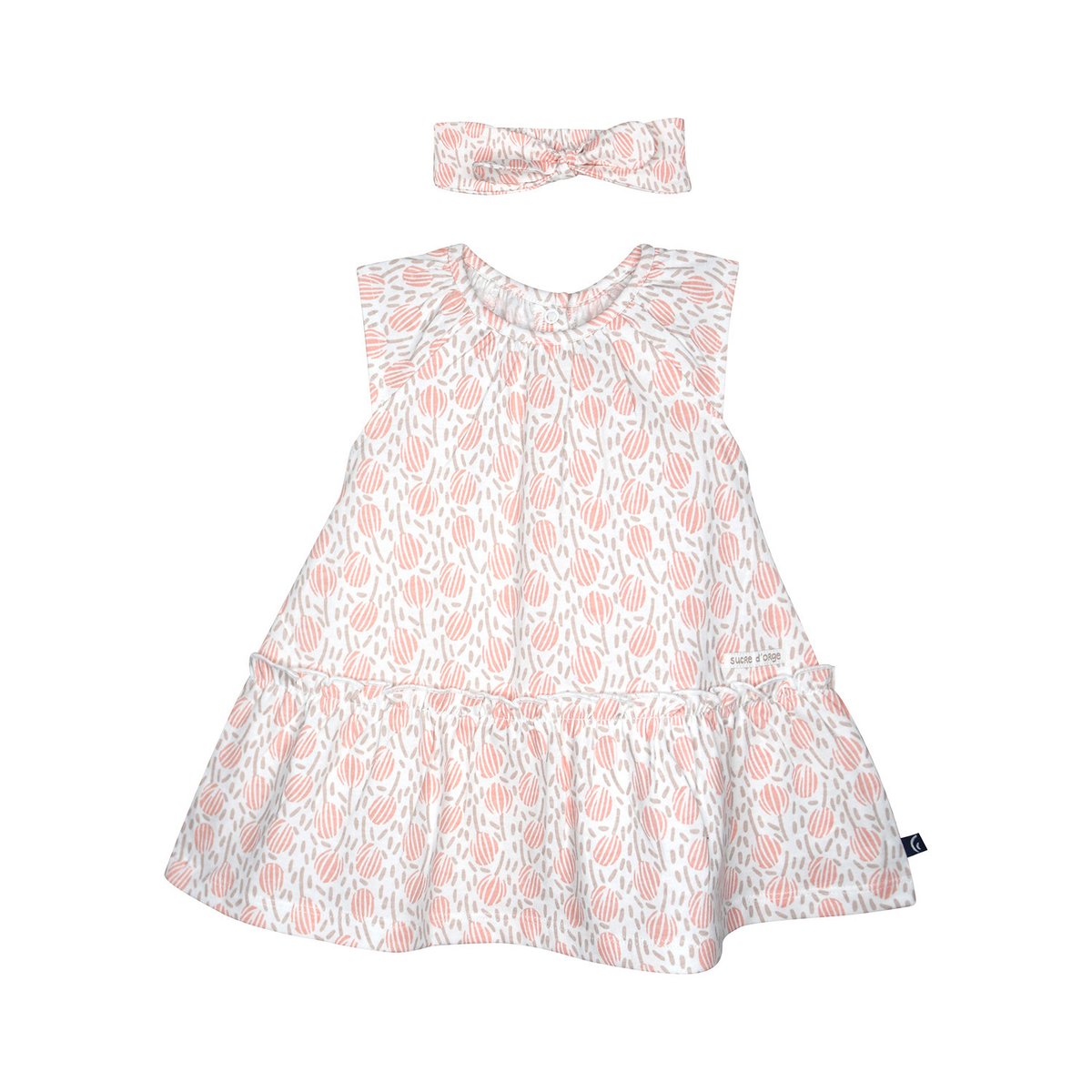 Robe bandeau lilirose manches courtes bebe blanc, SUCRE D'ORGE