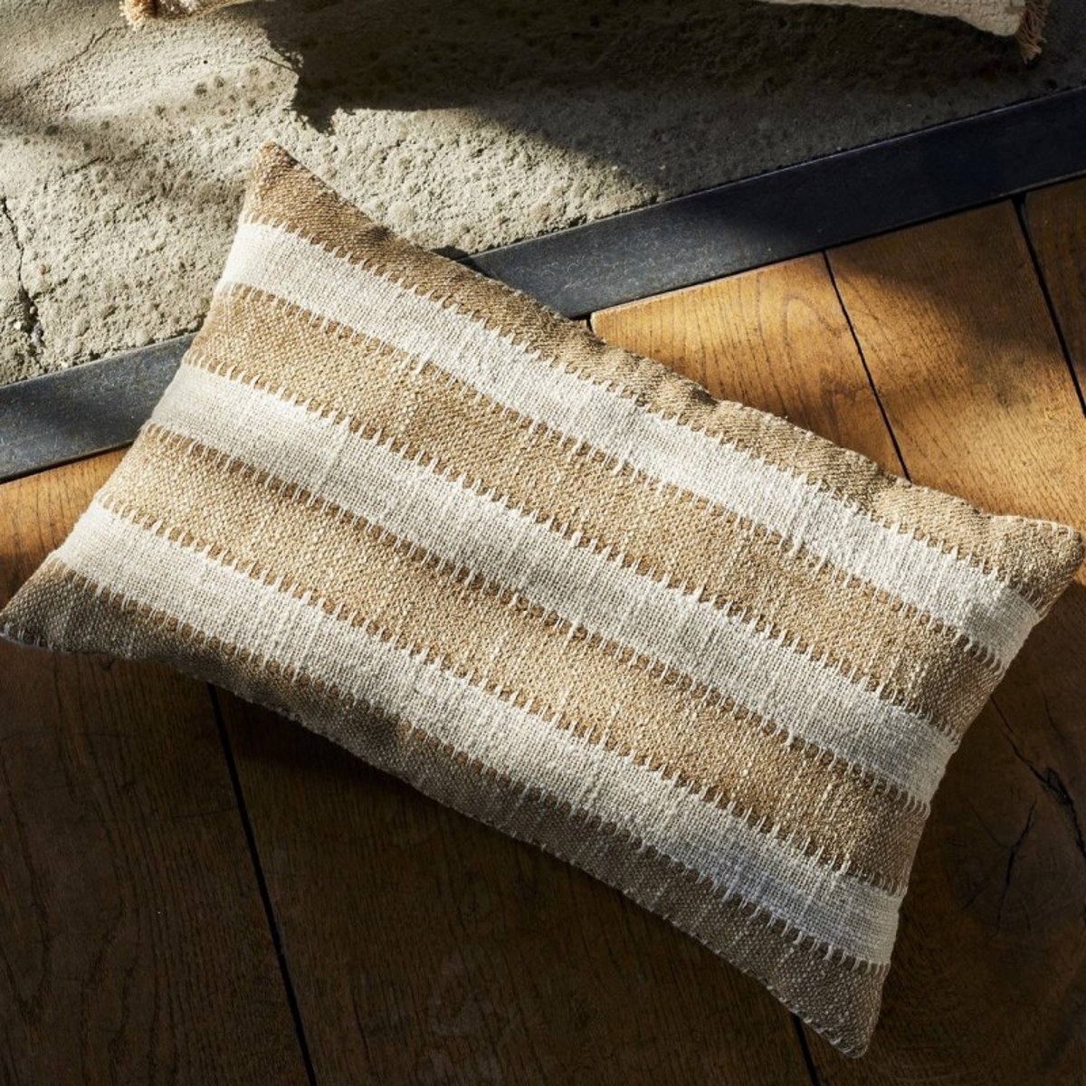 Coussin salon rayures coton  CINTA beige, BLOOMINGVILLE