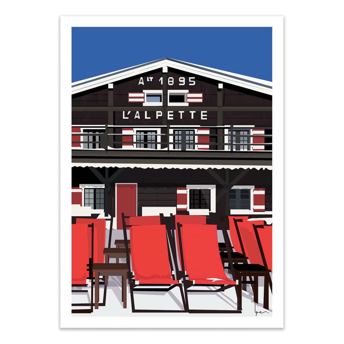 Affiche d'art - L'Alpette Megeve - LPX Illustration rouge, WALL EDITIONS
