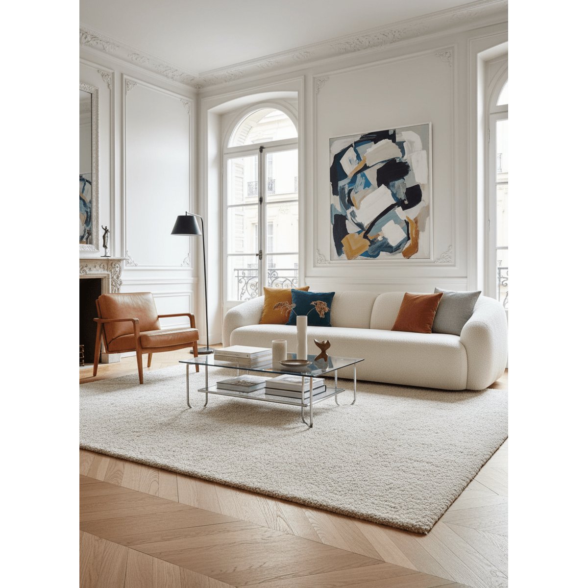 Tapis doux et épais PLUSH blanc pur, AFK LIVING