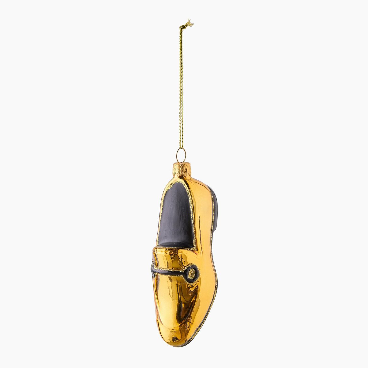 Ornement mocassin, 12cm, en verre dore, MONOPRIX