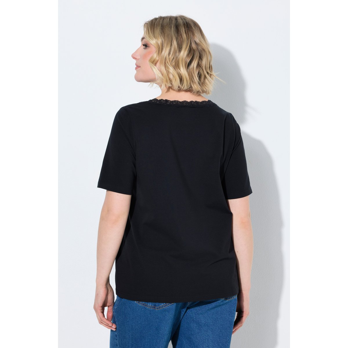 T-shirt avec dentelle noir, ULLA POPKEN