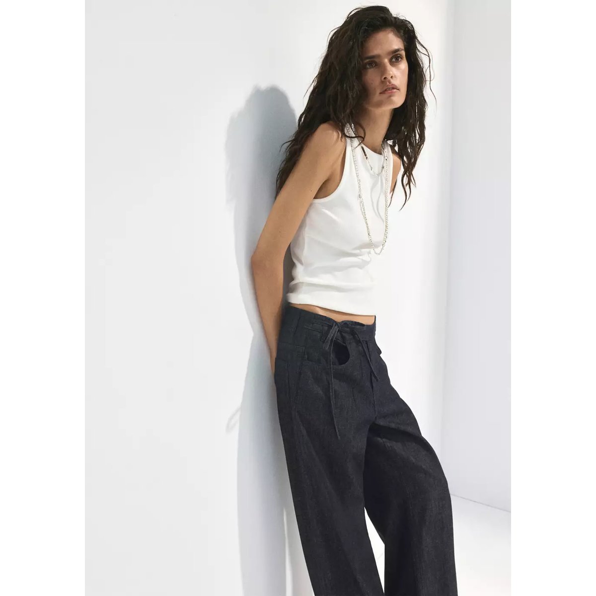 Jean low waist nœud bleu, MANGO