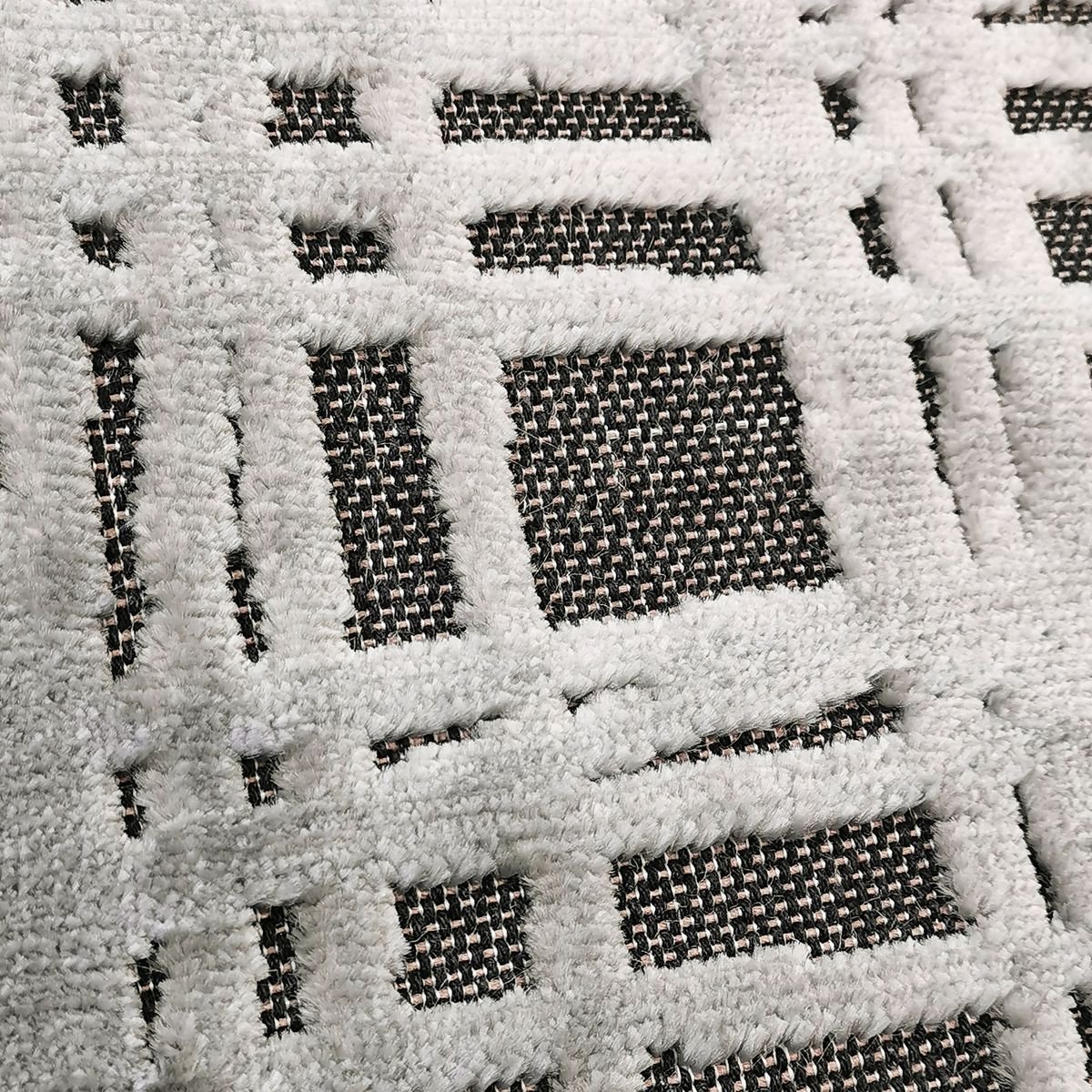 Tapis avec relief motif chaîne et trame EMPRISE CHAINE ET TRAME gris, THE DECO FACTORY