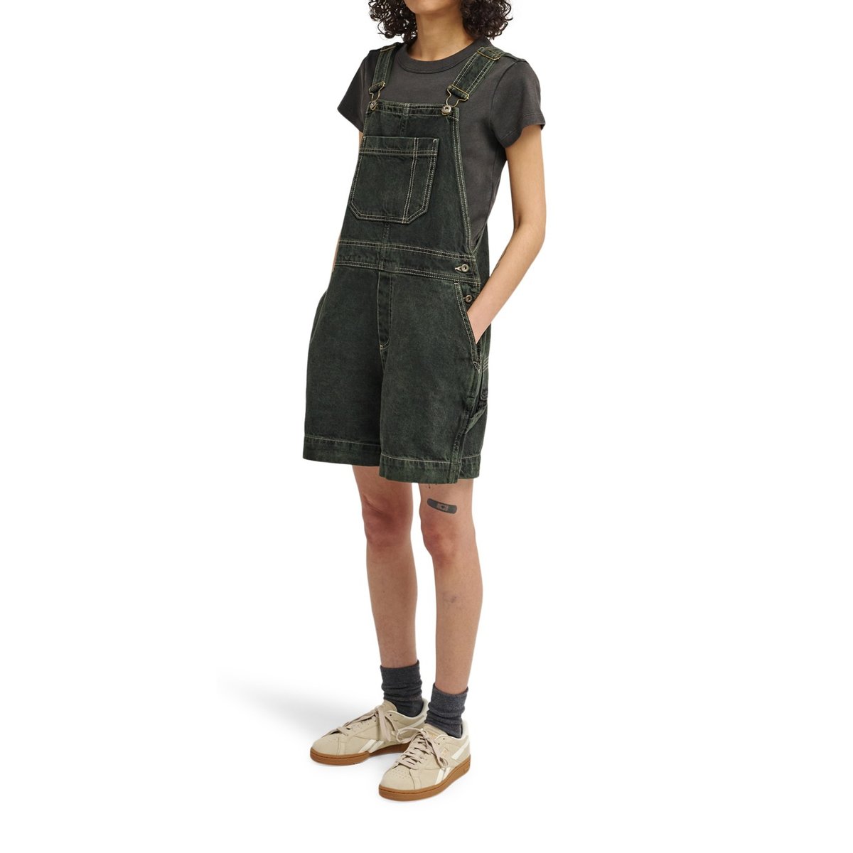 Salopette courte DUNGAREE WK vert black green tint, ELEMENT