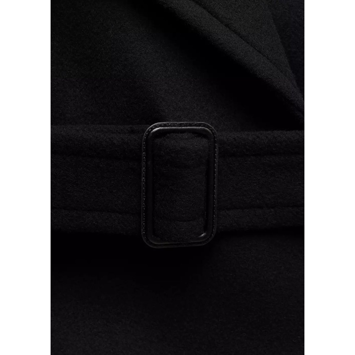 Manteau laine ceinture noir, MANGO
