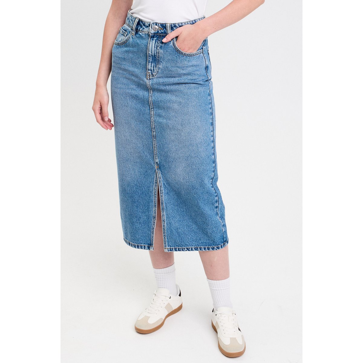 Jupe crayon taille standard denim double stone, CACHE CACHE