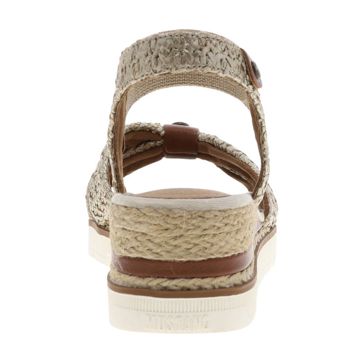 Sandales écrus avec un talon semi-compensée et une bandes élastiquées beige, MUSTANG
