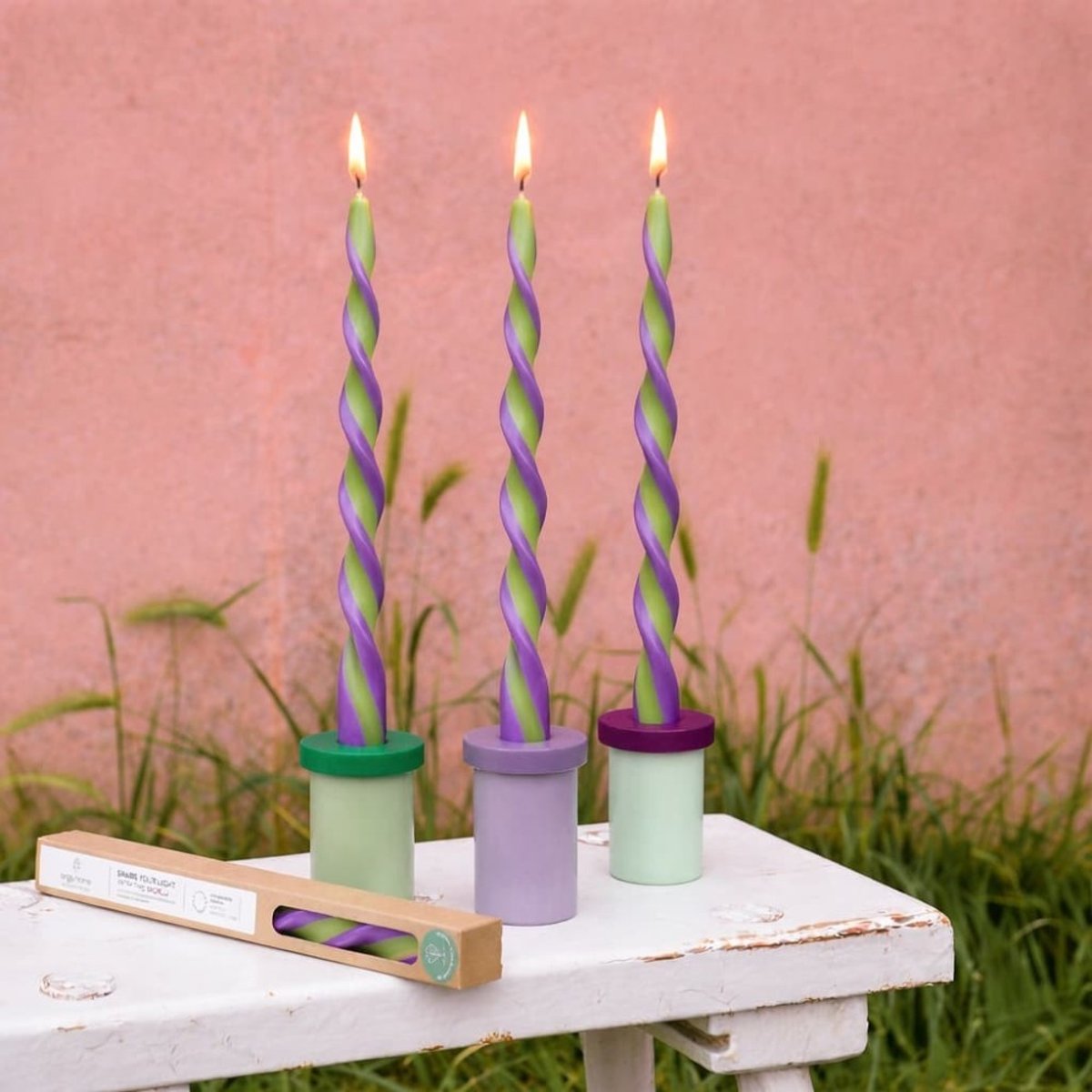 Bougie spirale bicolore 40cm vert, ORIGINALHOME