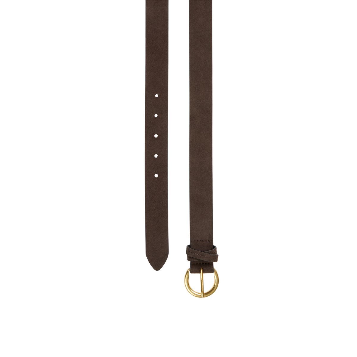 Ceinture avec boucle ronde en laiton marron foncé, MARC O'POLO