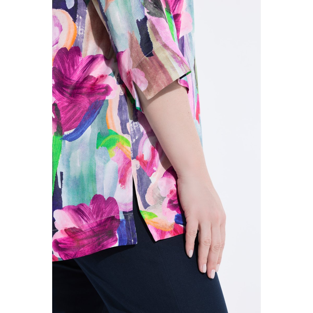 Blouse en satin imprimé baie, ULLA POPKEN