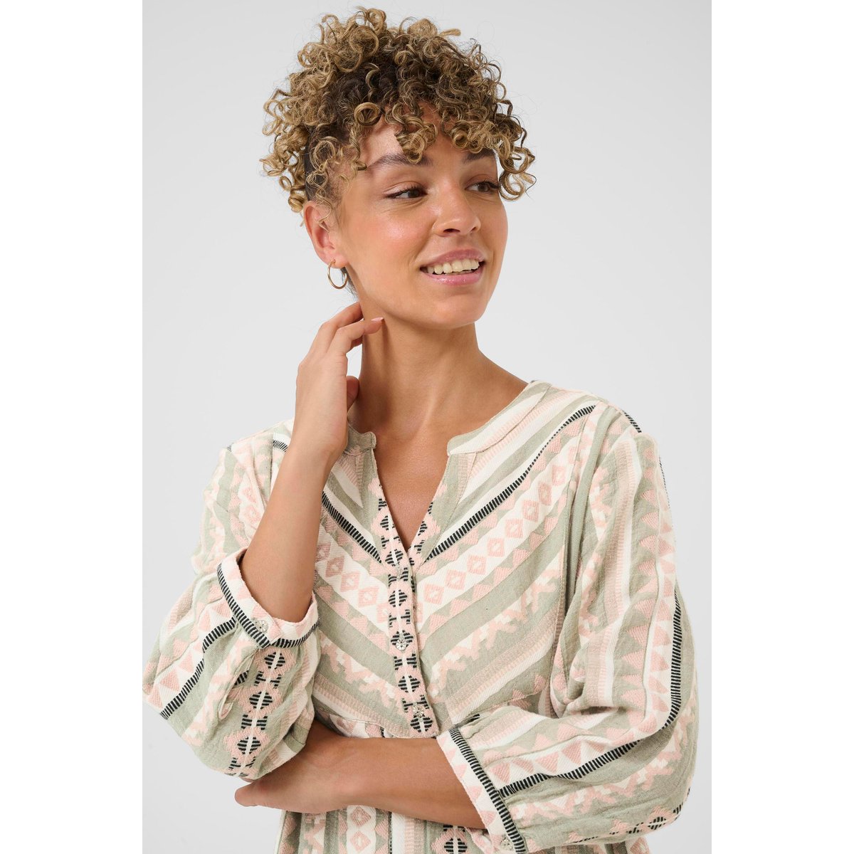 Dress multicolore jacquard tea jaquard, CREAM
