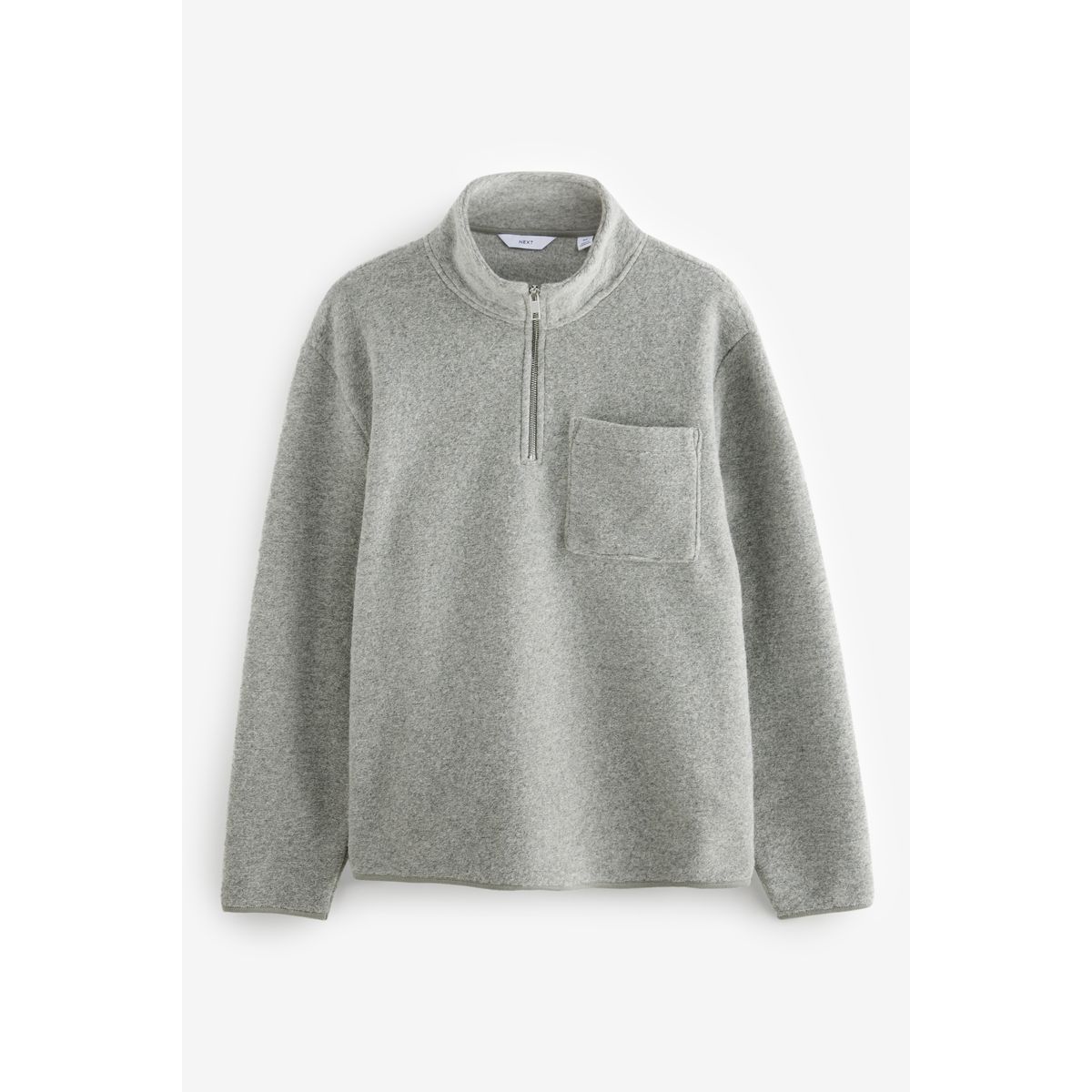 Sweat à col zippé en mélange de laine gris, NEXT
