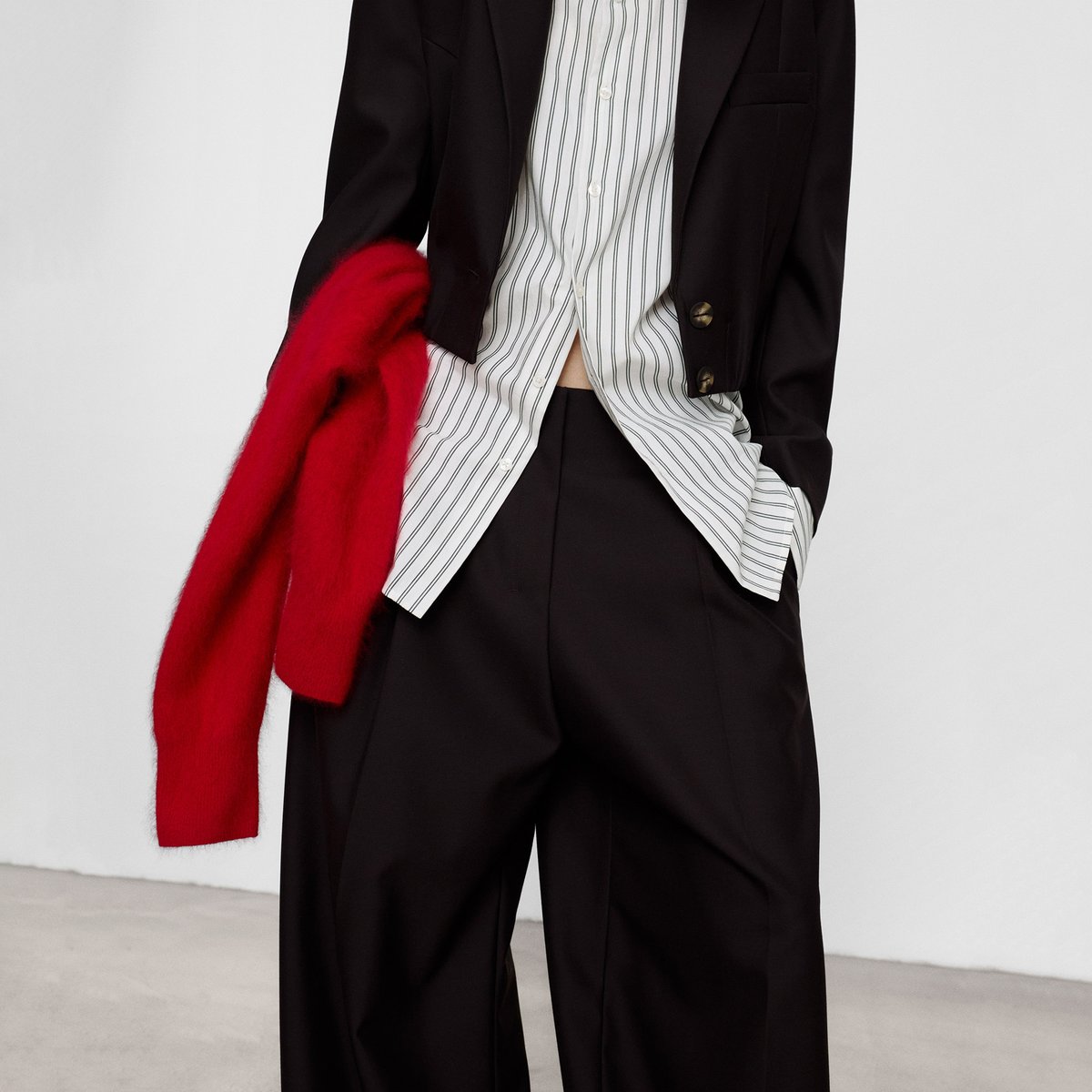 Pantalon tailleur avec jambe arrondie en laine mérinos chocolat, ADOLFO DOMINGUEZ