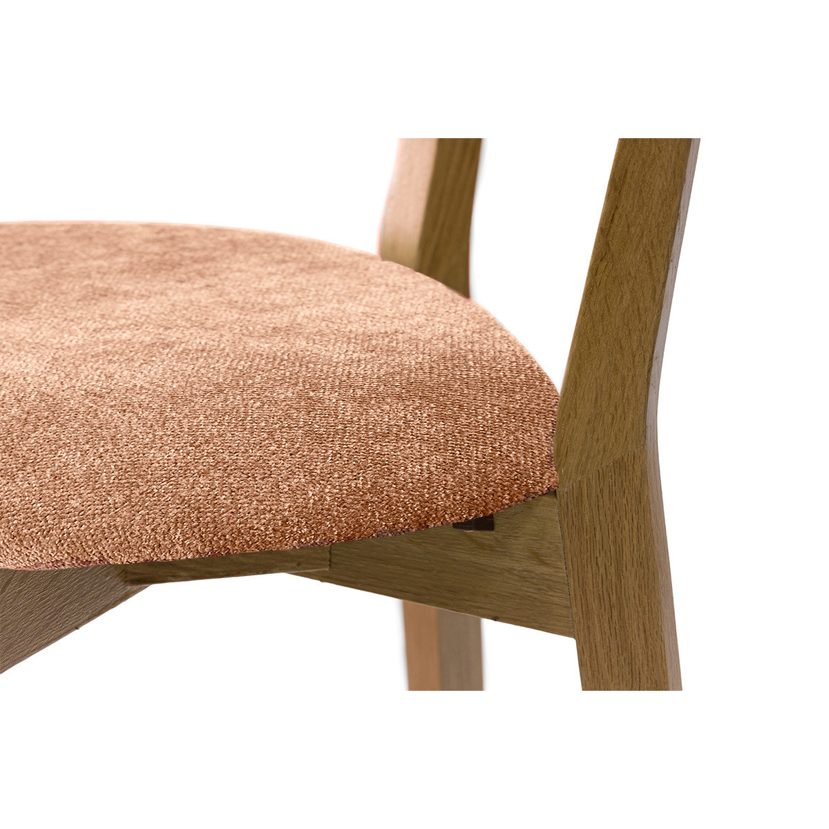 Tabouret de bar en bois clair chêne et tissu effet velours texturé vert kaki H65 cm LUCIA terra cotta, MILIBOO
